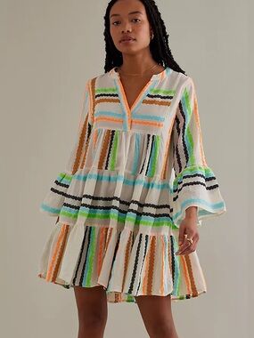 Devotion Twins SMALL Ella Tunic mini dress  in Pearl Bright striped